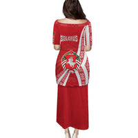 Belarus Puletasi with National Emblem and Traditional Pattern Red