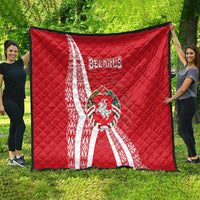 Belarus Quilt with National Emblem and Traditional Pattern Red