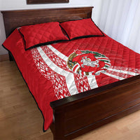 Belarus Quilt Bed Set with National Emblem and Traditional Pattern Red
