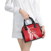 Belarus Shoulder Handbag with National Emblem and Traditional Pattern Red