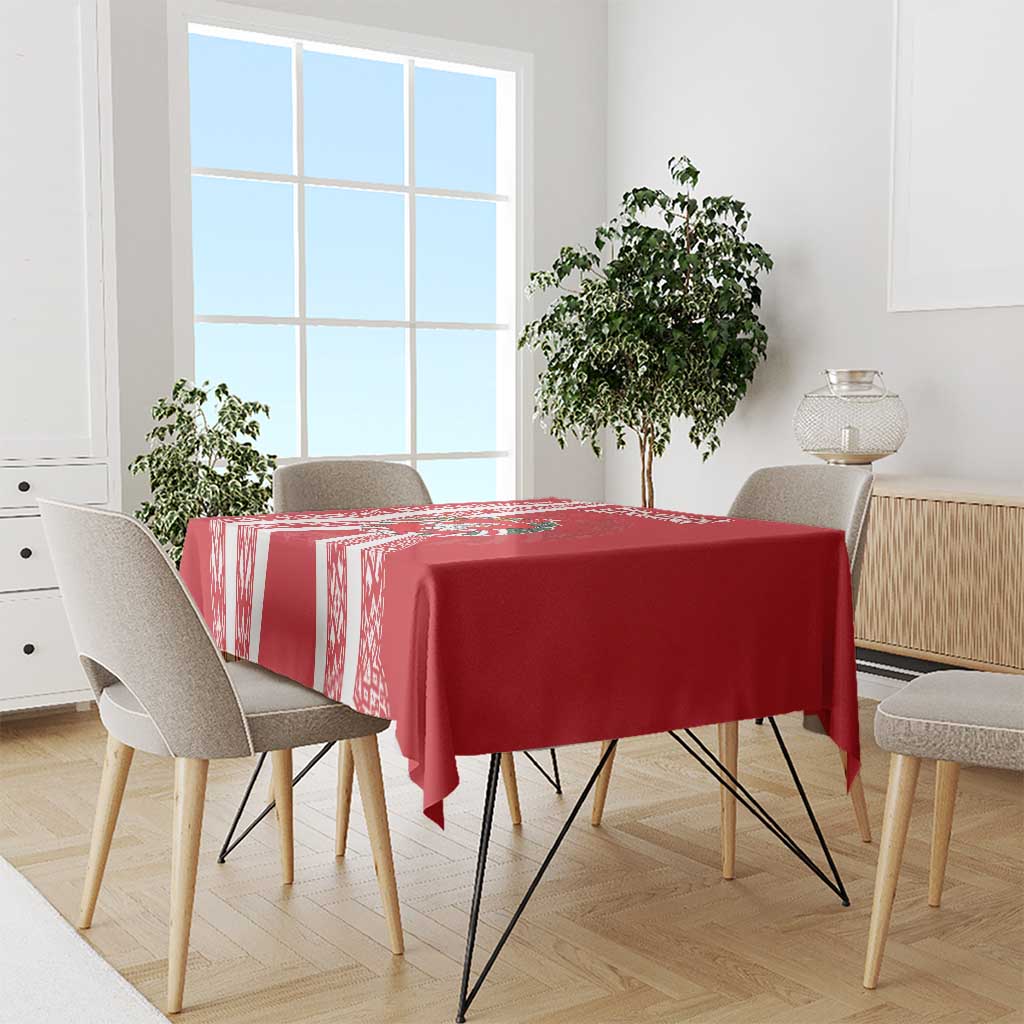 Belarus Tablecloth with National Emblem and Traditional Pattern Red