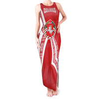 Belarus Tank Maxi Dress with National Emblem and Traditional Pattern Red