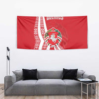 Belarus Tapestry with National Emblem and Traditional Pattern Red