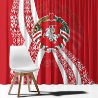 Belarus Window Curtain with National Emblem and Traditional Pattern Red