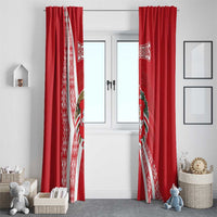 Belarus Window Curtain with National Emblem and Traditional Pattern Red
