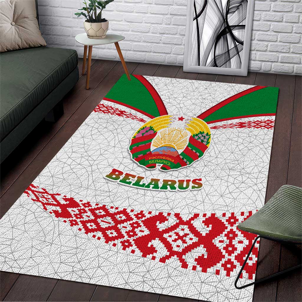 Belarus National Emblem Area Rug with Folk Pattern White Green Red Sweatshirt