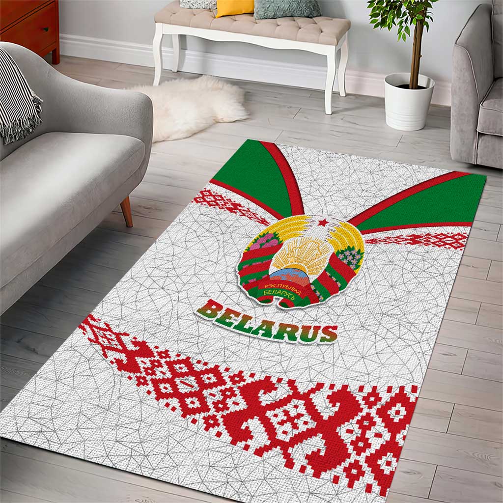 Belarus National Emblem Area Rug with Folk Pattern White Green Red Sweatshirt