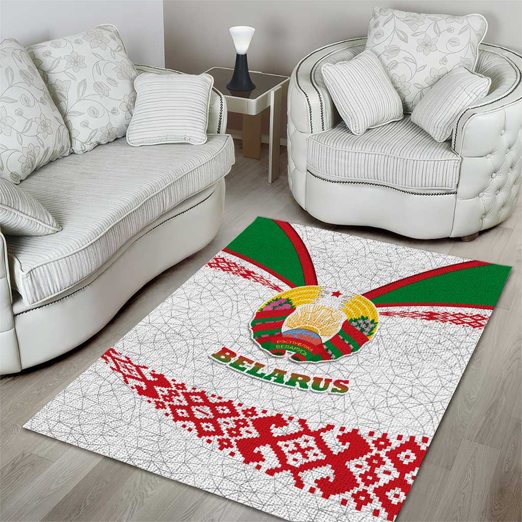 Belarus National Emblem Area Rug with Folk Pattern White Green Red Sweatshirt