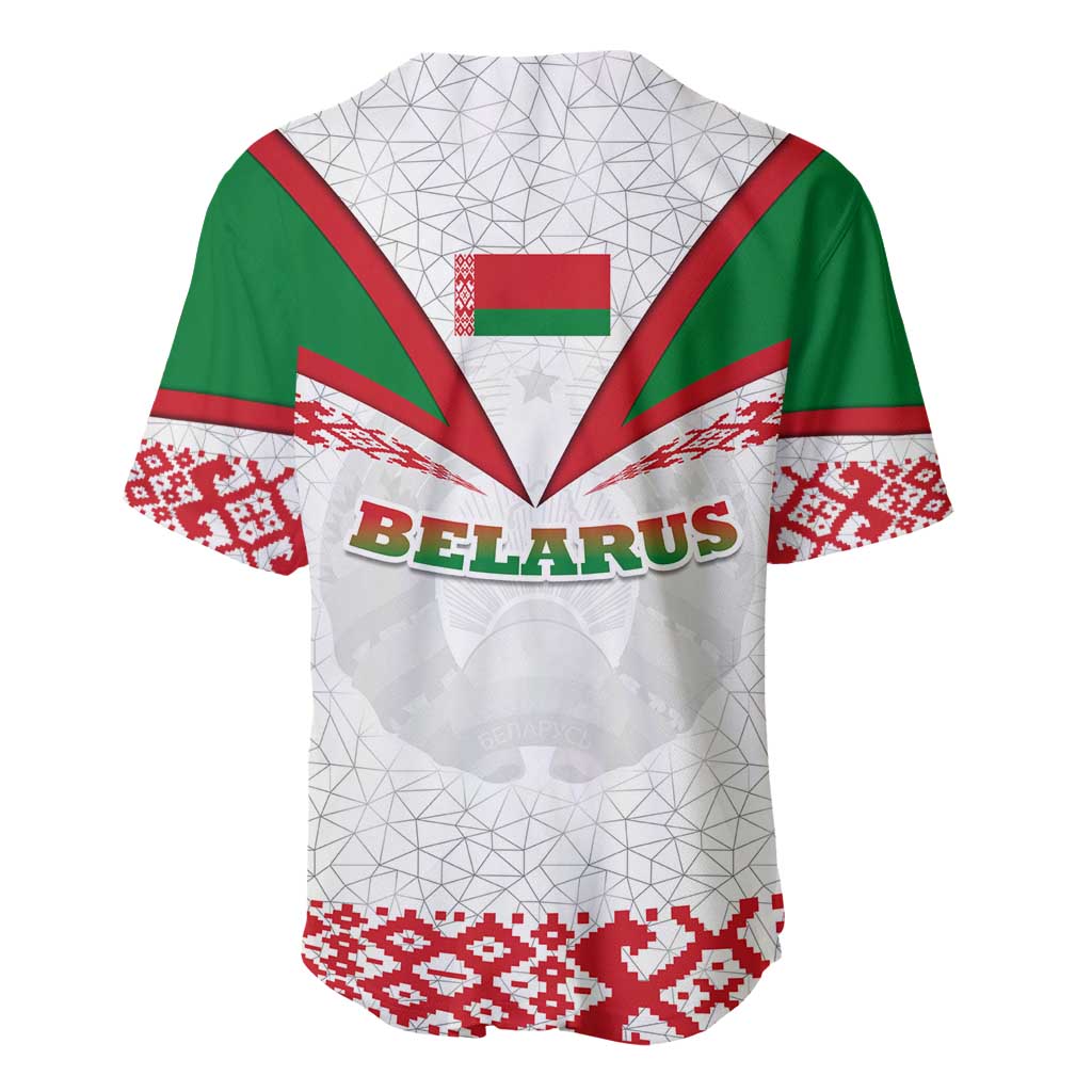 Belarus National Emblem Baseball Jersey with Folk Pattern White Green Red Sweatshirt
