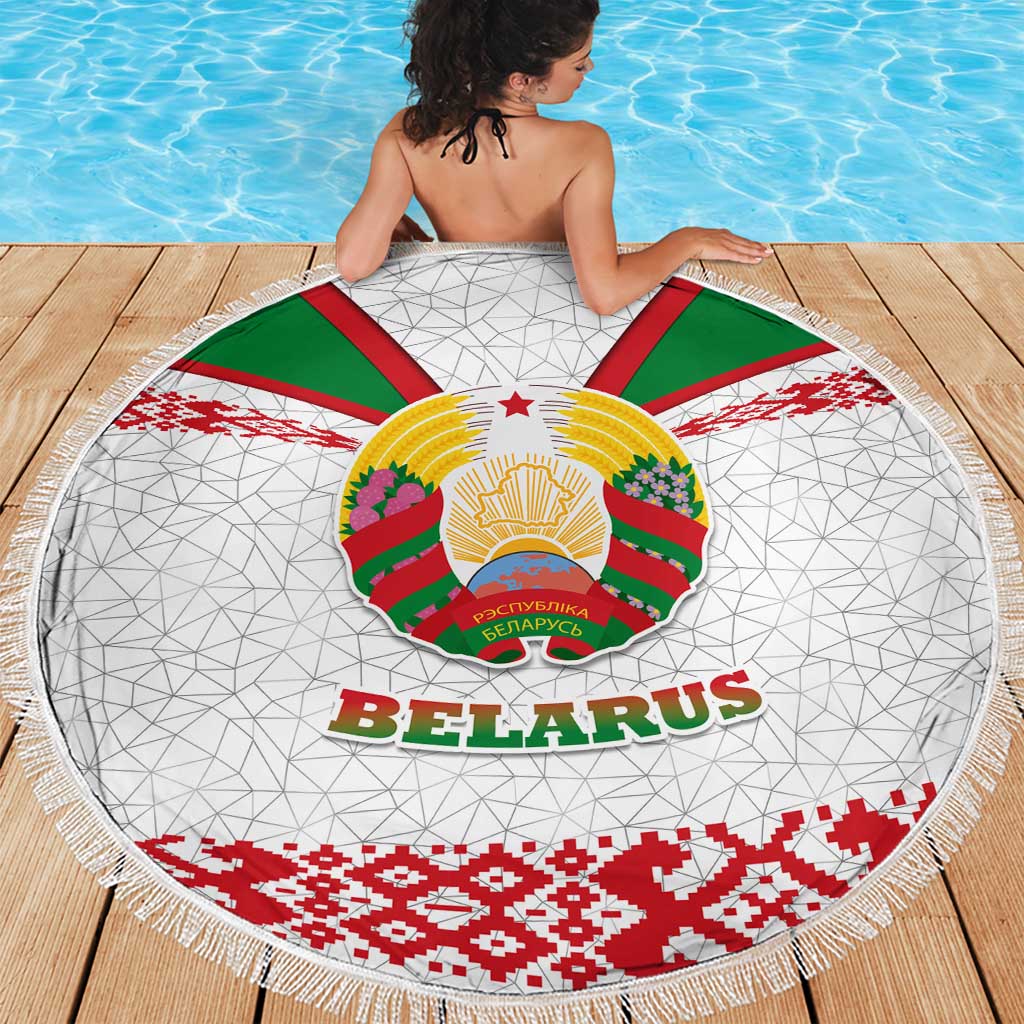 Belarus National Emblem Beach Blanket with Folk Pattern White Green Red Sweatshirt