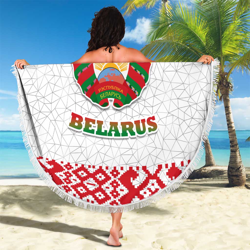 Belarus National Emblem Beach Blanket with Folk Pattern White Green Red Sweatshirt