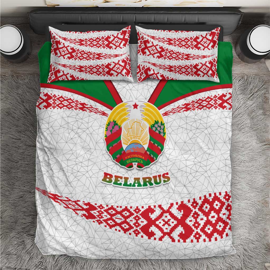 Belarus National Emblem Bedding Set with Folk Pattern White Green Red Sweatshirt