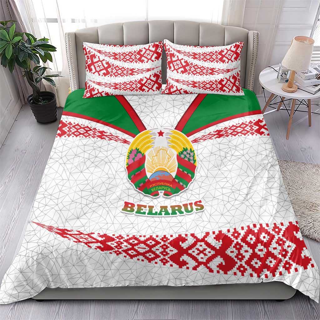 Belarus National Emblem Bedding Set with Folk Pattern White Green Red Sweatshirt