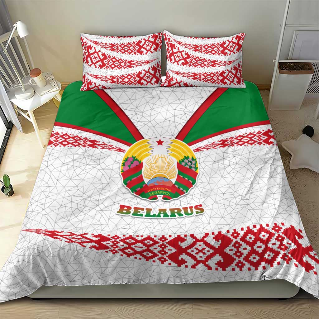 Belarus National Emblem Bedding Set with Folk Pattern White Green Red Sweatshirt