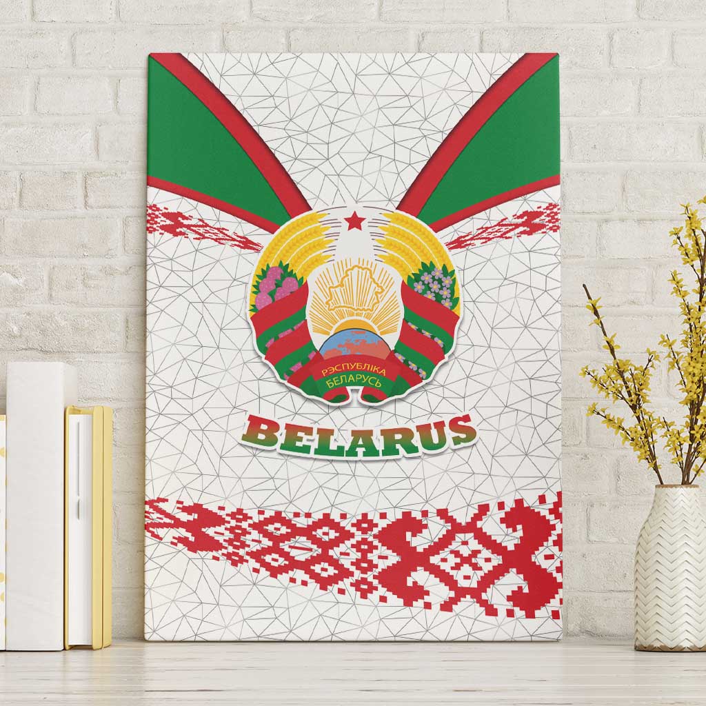 Belarus National Emblem Canvas Wall Art with Folk Pattern White Green Red Sweatshirt