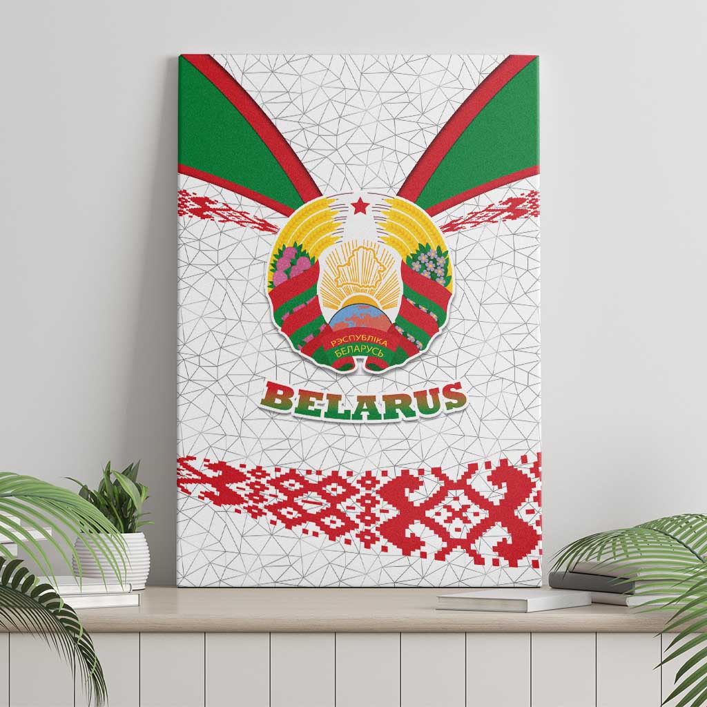 Belarus National Emblem Canvas Wall Art with Folk Pattern White Green Red Sweatshirt