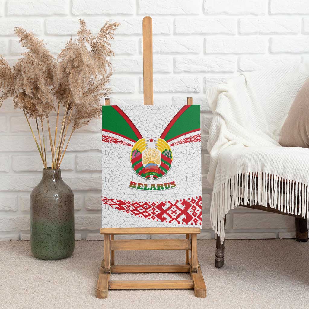 Belarus National Emblem Canvas Wall Art with Folk Pattern White Green Red Sweatshirt