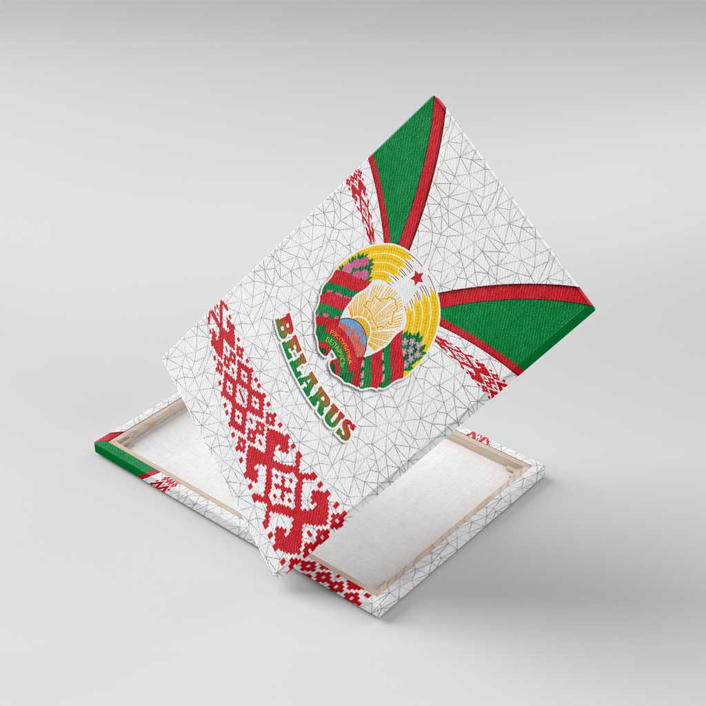 Belarus National Emblem Canvas Wall Art with Folk Pattern White Green Red Sweatshirt