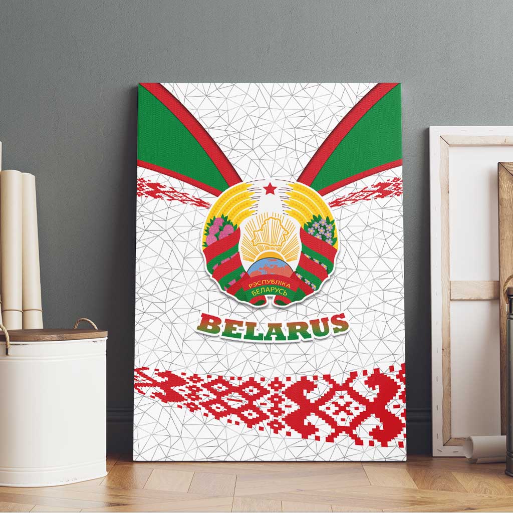 Belarus National Emblem Canvas Wall Art with Folk Pattern White Green Red Sweatshirt