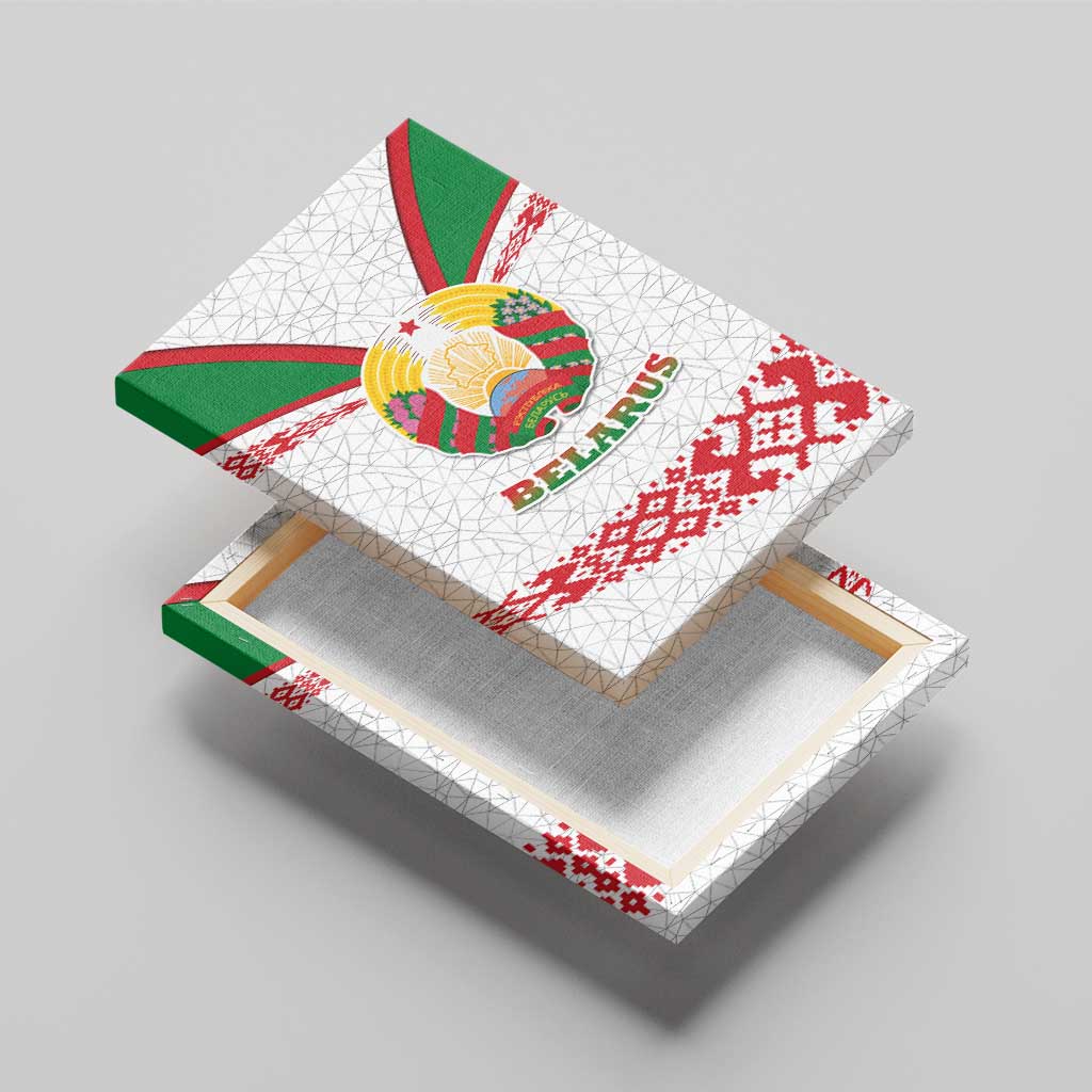 Belarus National Emblem Canvas Wall Art with Folk Pattern White Green Red Sweatshirt