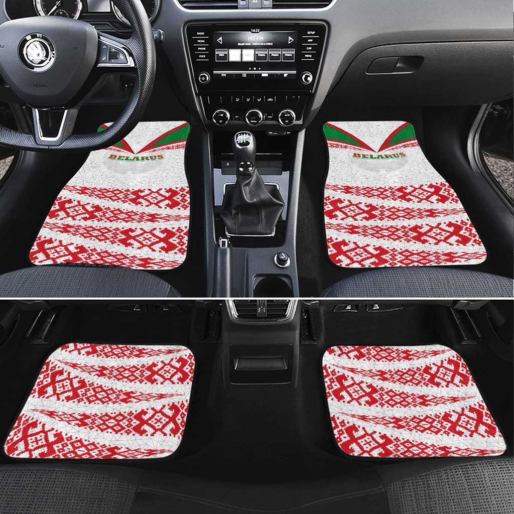 Belarus National Emblem Car Mats with Folk Pattern White Green Red Sweatshirt