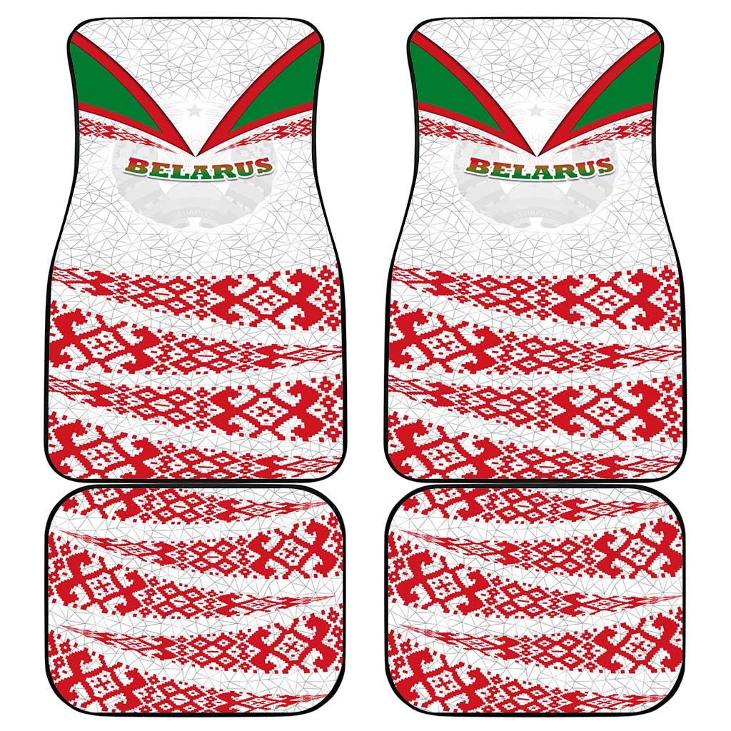 Belarus National Emblem Car Mats with Folk Pattern White Green Red Sweatshirt