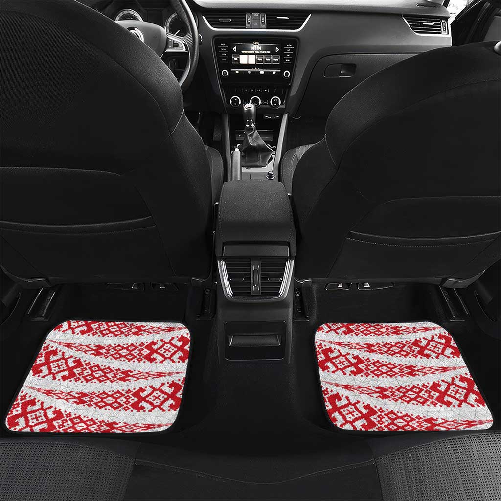 Belarus National Emblem Car Mats with Folk Pattern White Green Red Sweatshirt