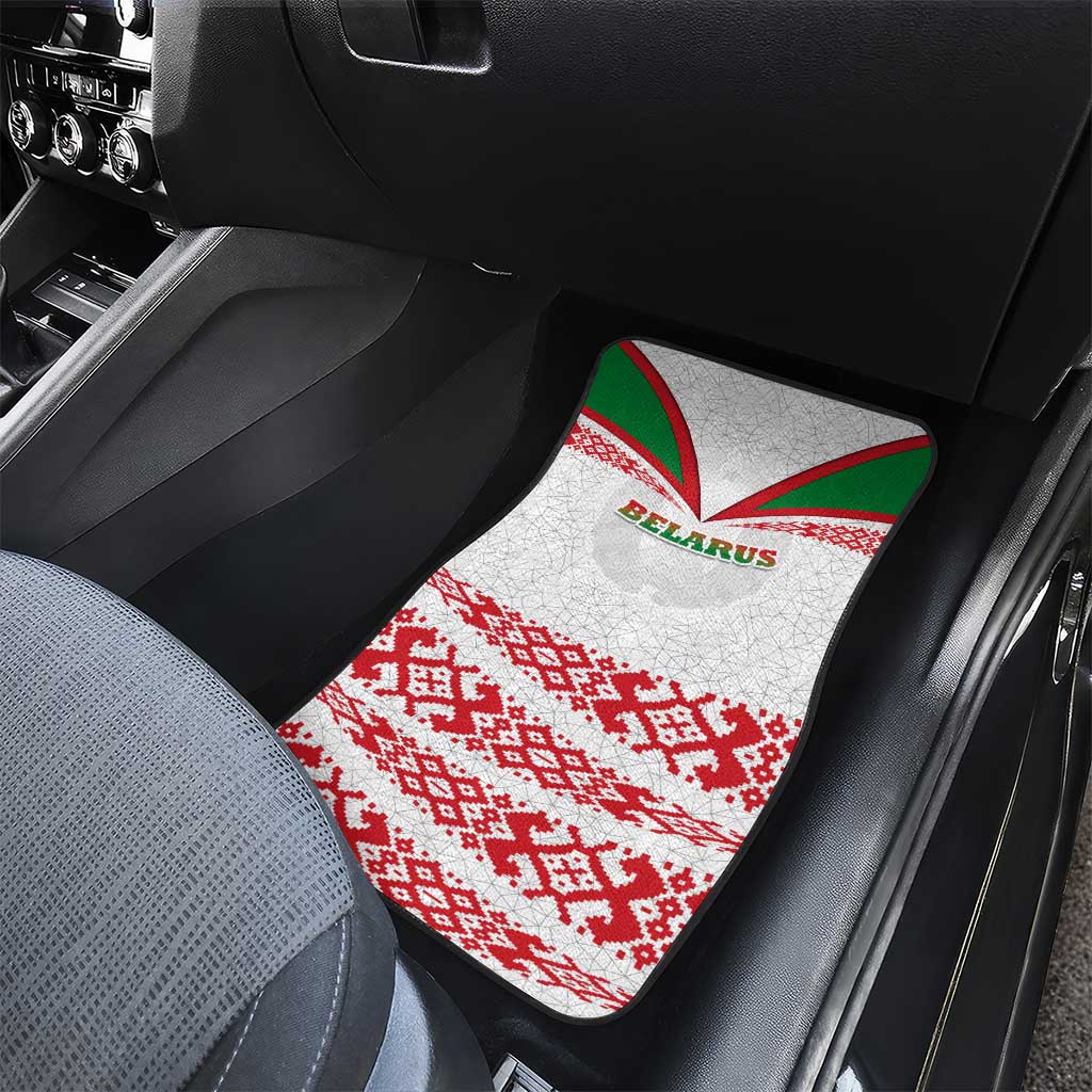 Belarus National Emblem Car Mats with Folk Pattern White Green Red Sweatshirt