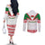 Belarus National Emblem Couples Matching Off The Shoulder Long Sleeve Dress and Long Sleeve Button Shirt with Folk Pattern White Green Red Sweatshirt