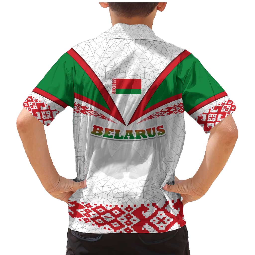 Belarus National Emblem Family Matching Mermaid Dress and Hawaiian Shirt with Folk Pattern White Green Red Sweatshirt