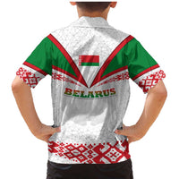 Belarus National Emblem Family Matching Mermaid Dress and Hawaiian Shirt with Folk Pattern White Green Red Sweatshirt