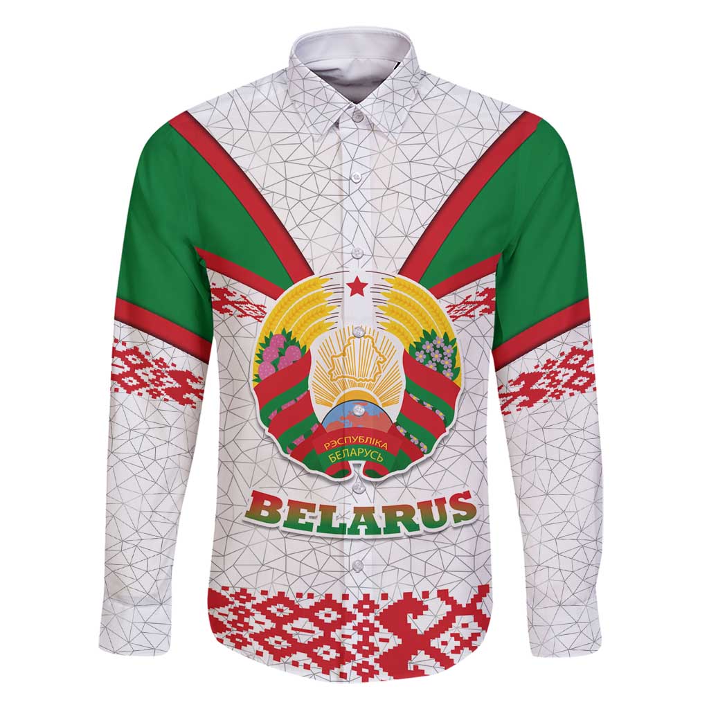Belarus National Emblem Family Matching Mermaid Dress and Hawaiian Shirt with Folk Pattern White Green Red Sweatshirt