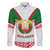 Belarus National Emblem Family Matching Off The Shoulder Long Sleeve Dress and Hawaiian Shirt with Folk Pattern White Green Red Sweatshirt