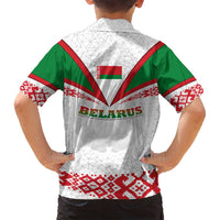 Belarus National Emblem Family Matching Summer Maxi Dress and Hawaiian Shirt with Folk Pattern White Green Red Sweatshirt