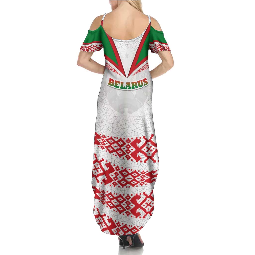 Belarus National Emblem Family Matching Summer Maxi Dress and Hawaiian Shirt with Folk Pattern White Green Red Sweatshirt