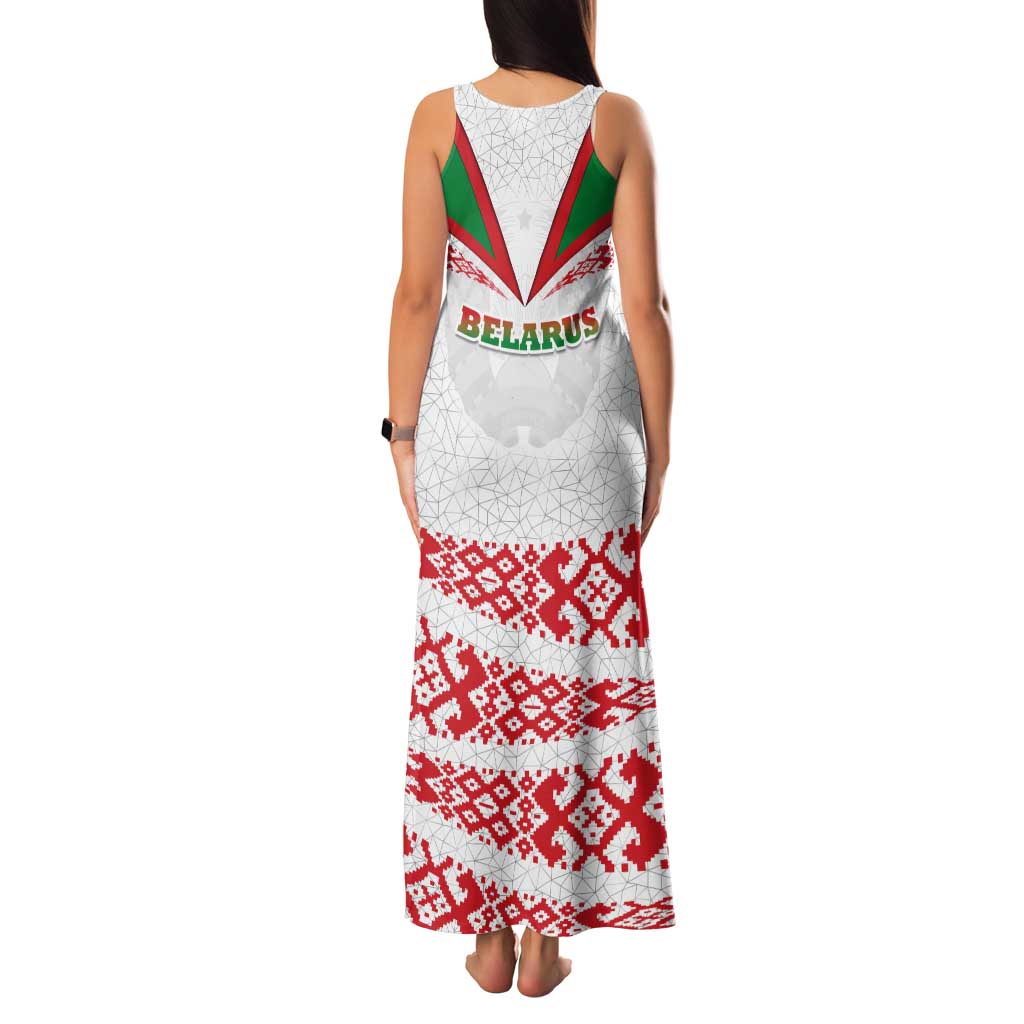 Belarus National Emblem Family Matching Tank Maxi Dress and Hawaiian Shirt with Folk Pattern White Green Red Sweatshirt