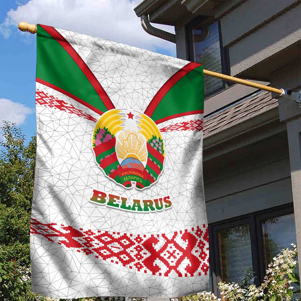 Belarus National Emblem Garden Flag with Folk Pattern White Green Red Sweatshirt