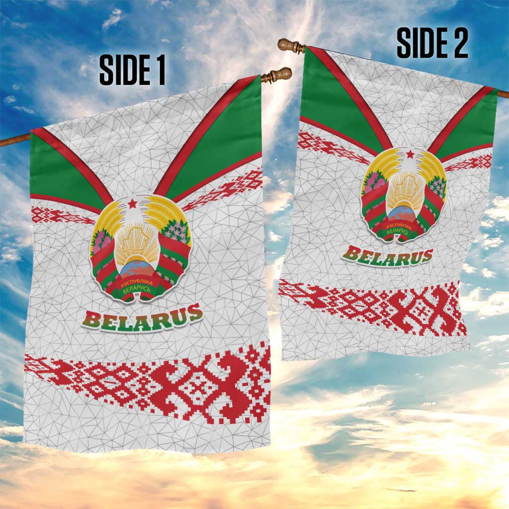 Belarus National Emblem Garden Flag with Folk Pattern White Green Red Sweatshirt