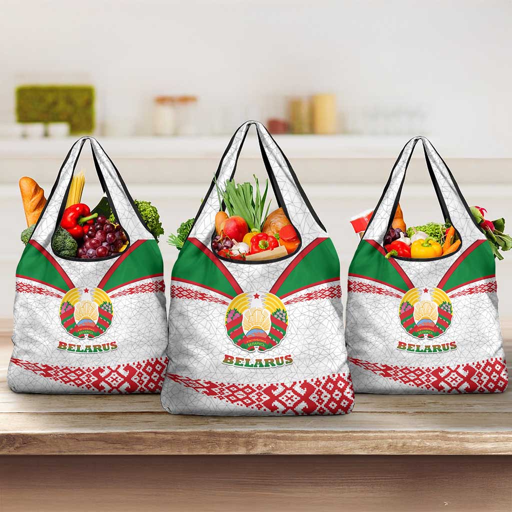 Belarus National Emblem Grocery Bag with Folk Pattern White Green Red Sweatshirt