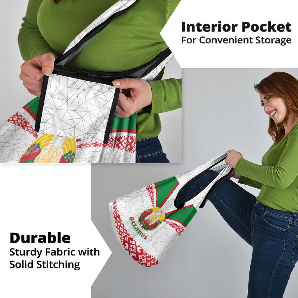 Belarus National Emblem Grocery Bag with Folk Pattern White Green Red Sweatshirt