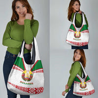 Belarus National Emblem Grocery Bag with Folk Pattern White Green Red Sweatshirt