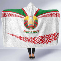 Belarus National Emblem Hooded Blanket with Folk Pattern White Green Red Sweatshirt
