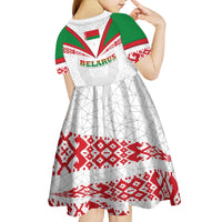 Belarus National Emblem Kid Short Sleeve Dress with Folk Pattern White Green Red Sweatshirt
