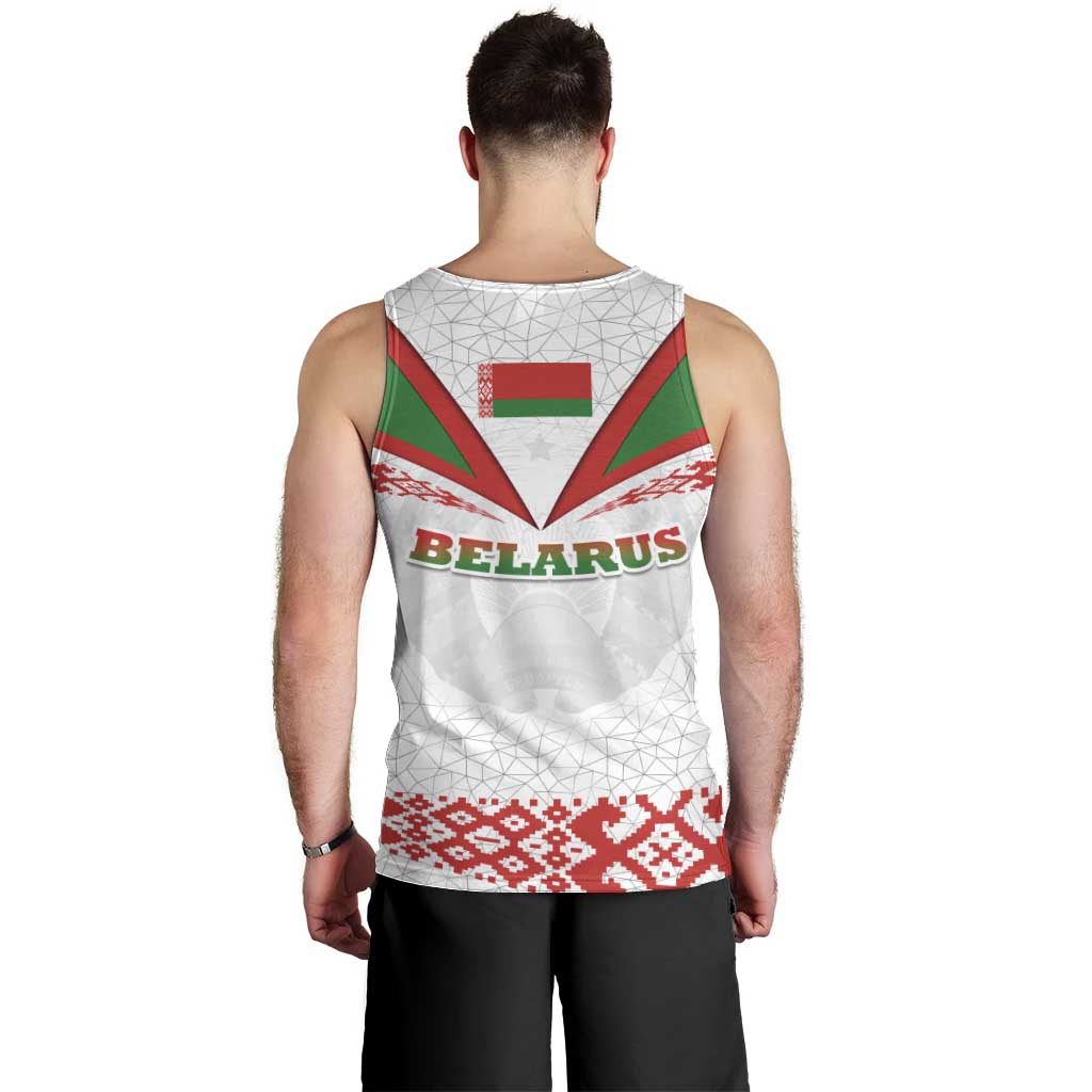 Belarus National Emblem Men Tank Top with Folk Pattern White Green Red Sweatshirt