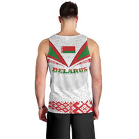 Belarus National Emblem Men Tank Top with Folk Pattern White Green Red Sweatshirt