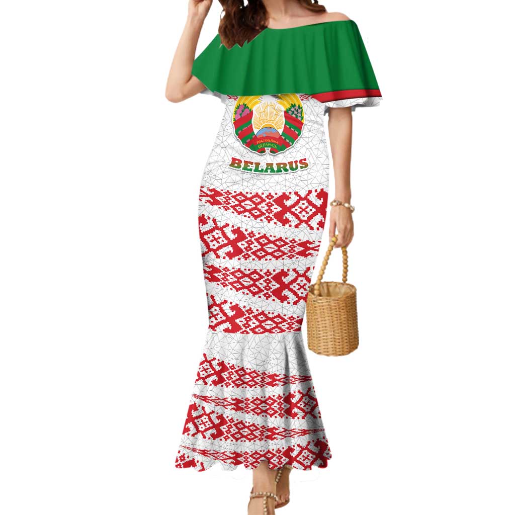 Belarus National Emblem Mermaid Dress with Folk Pattern White Green Red Sweatshirt