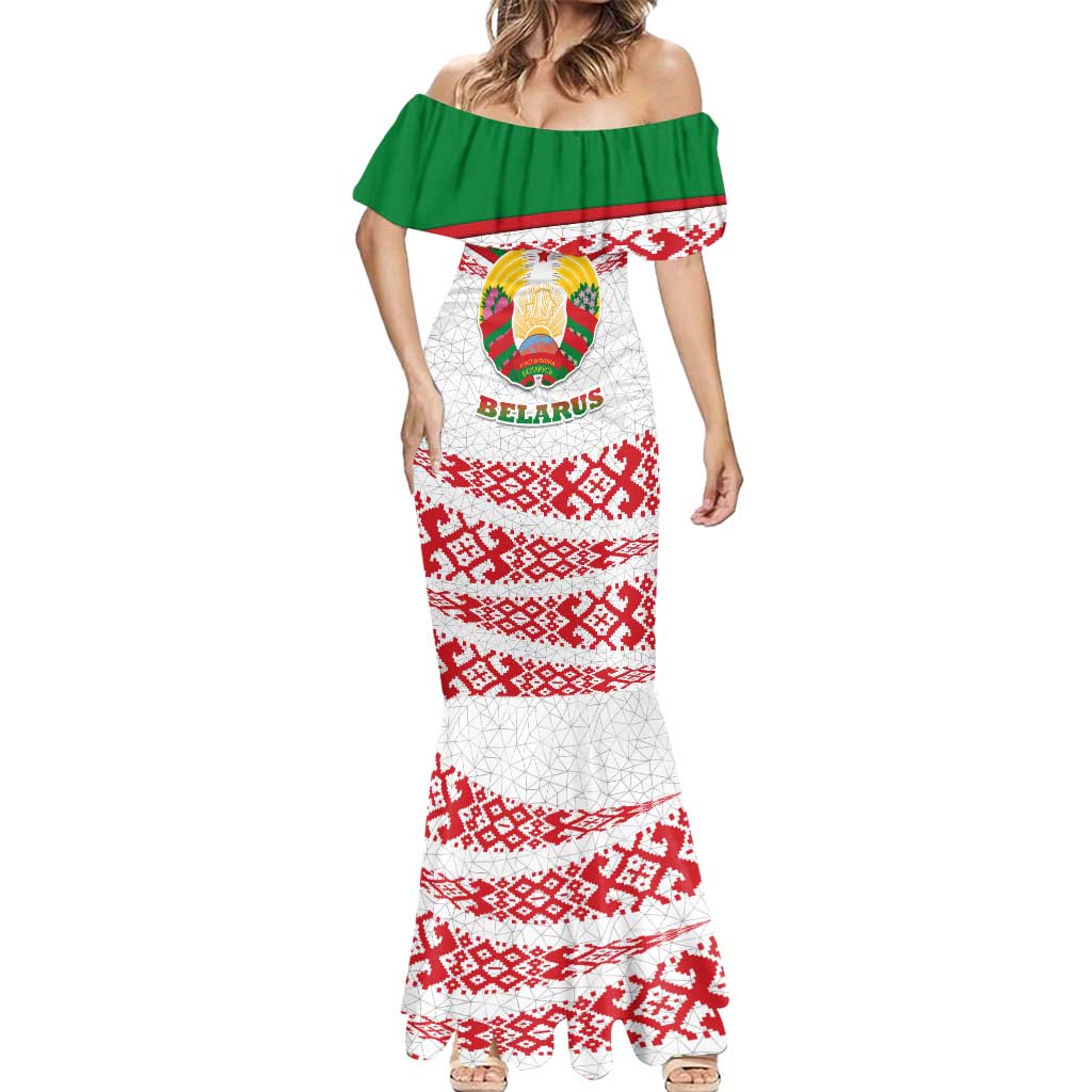 Belarus National Emblem Mermaid Dress with Folk Pattern White Green Red Sweatshirt