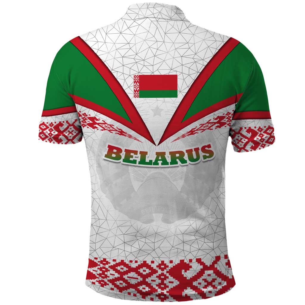 Belarus National Emblem Polo Shirt with Folk Pattern White Green Red Sweatshirt