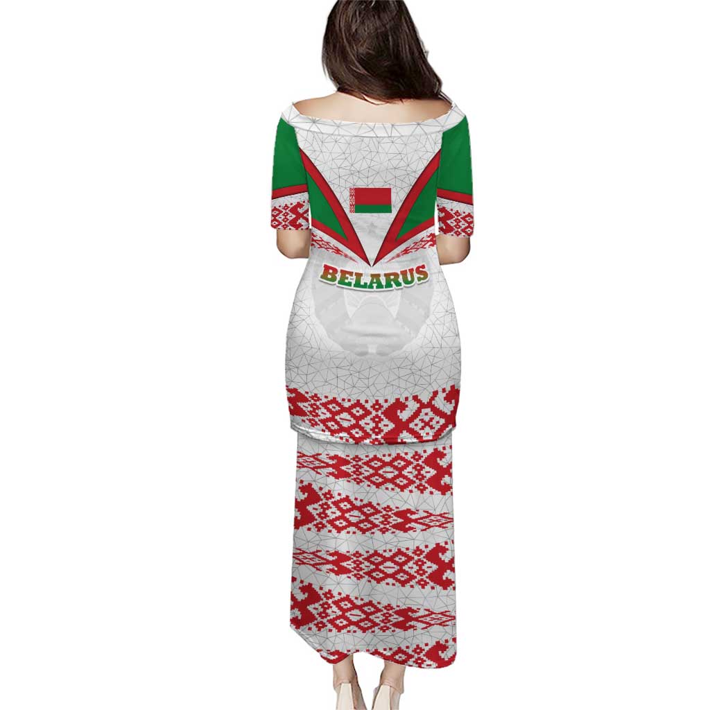 Belarus National Emblem Puletasi with Folk Pattern White Green Red Sweatshirt