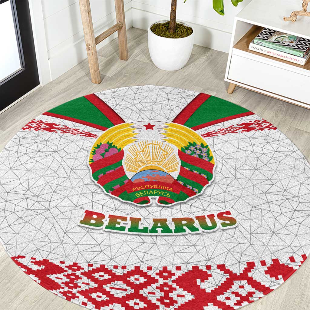 Belarus National Emblem Round Carpet with Folk Pattern White Green Red Sweatshirt